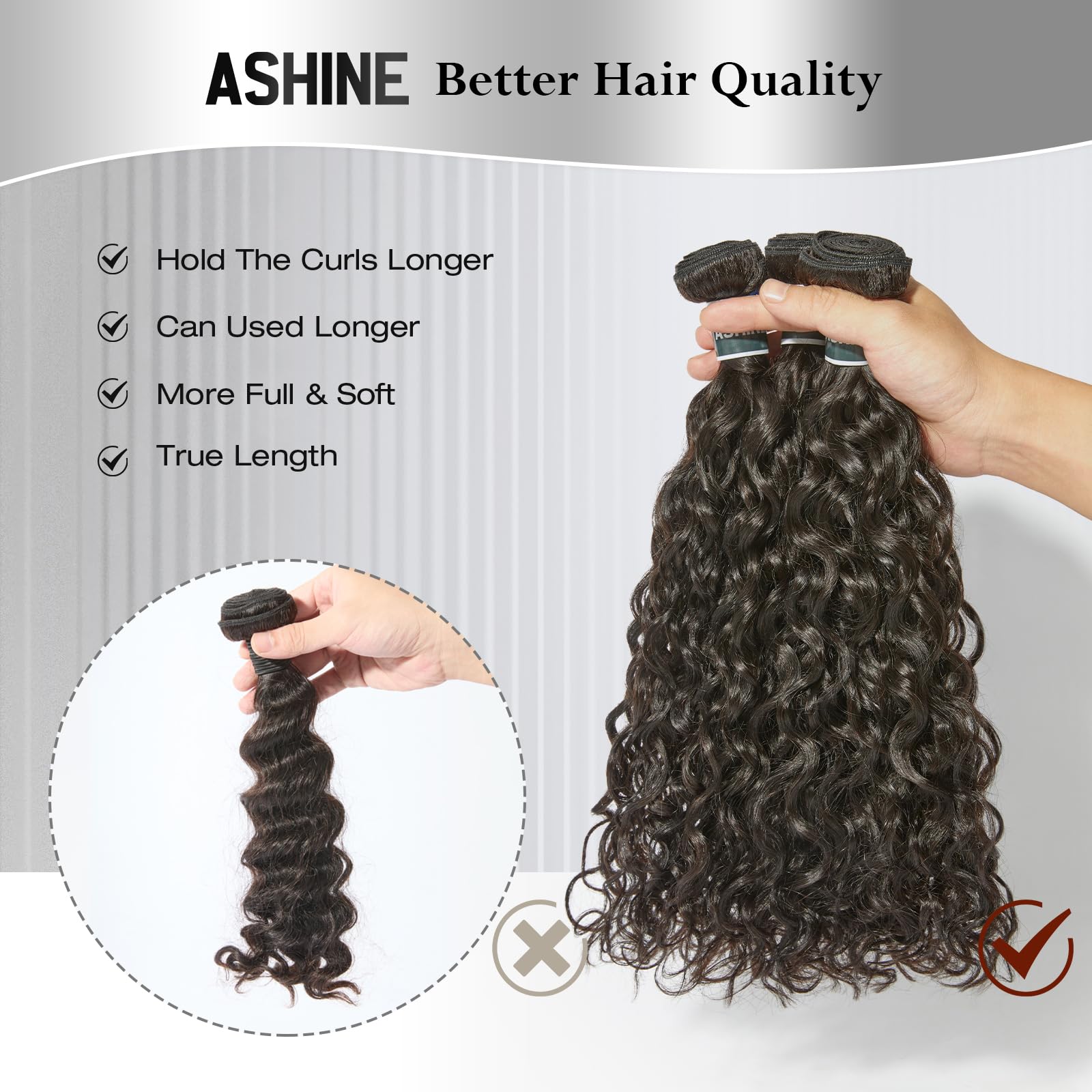 Amazon.com : ASHINE Human Hair Bundle Deep Curly Water Wave  display picture 3