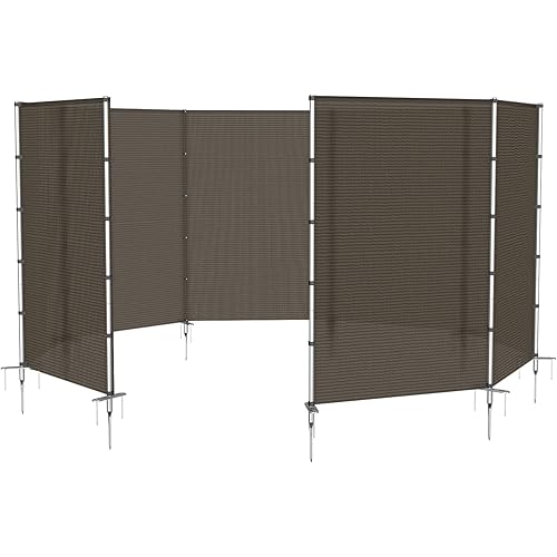 TANG Outdoor Privacy Fencing with Poles Ground Spikes Dog Garden Privacy Fence Backyard Patio Yard Barrier Boarder Divider Brown 6'x20'