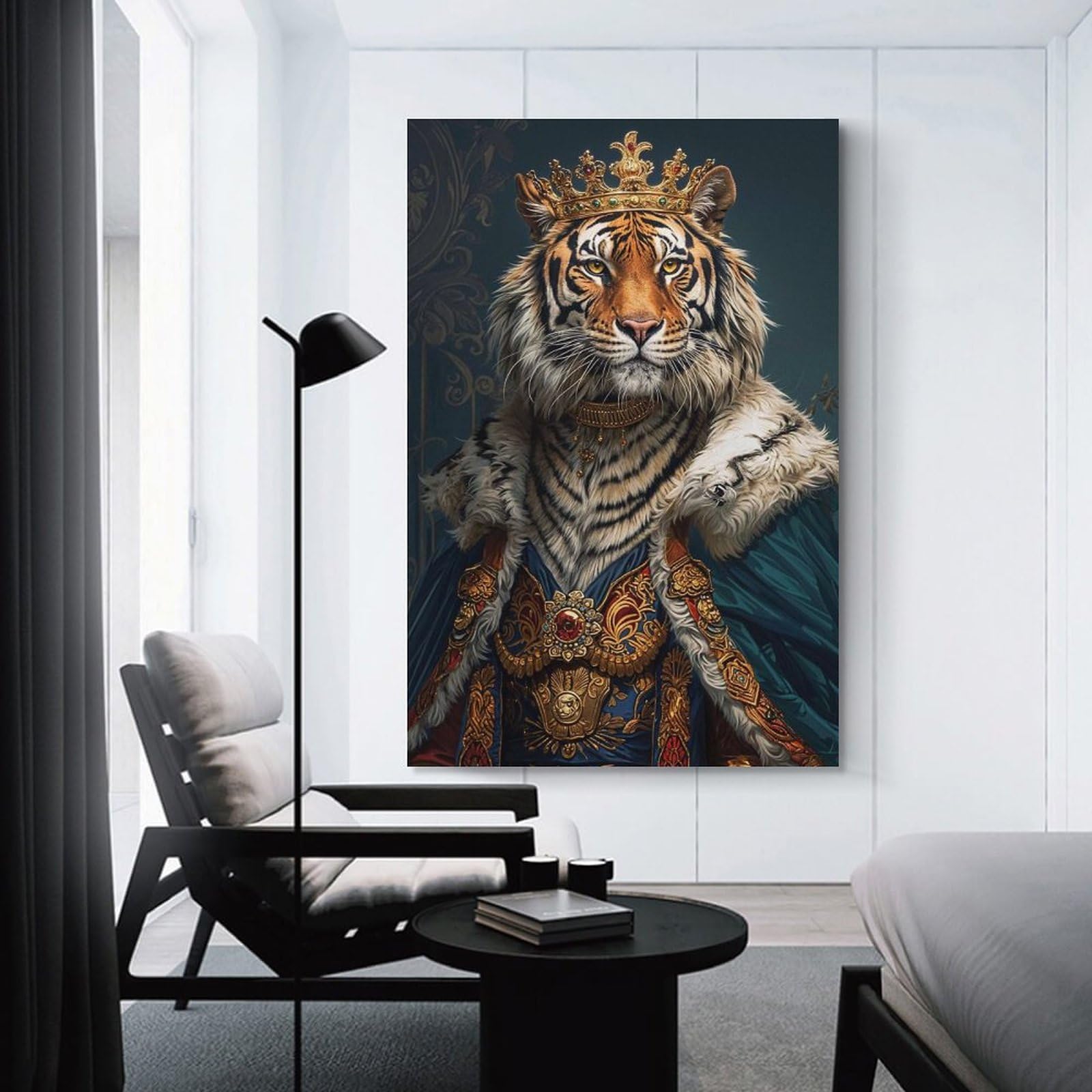 Junmoney Unframe-Style-18-1 Tiger King Canvas Wall Art, 12X18inch(30X45cm), For Workspace Walls, Study Corners Or Bedrooms, An Interior Accent For Desk Areas