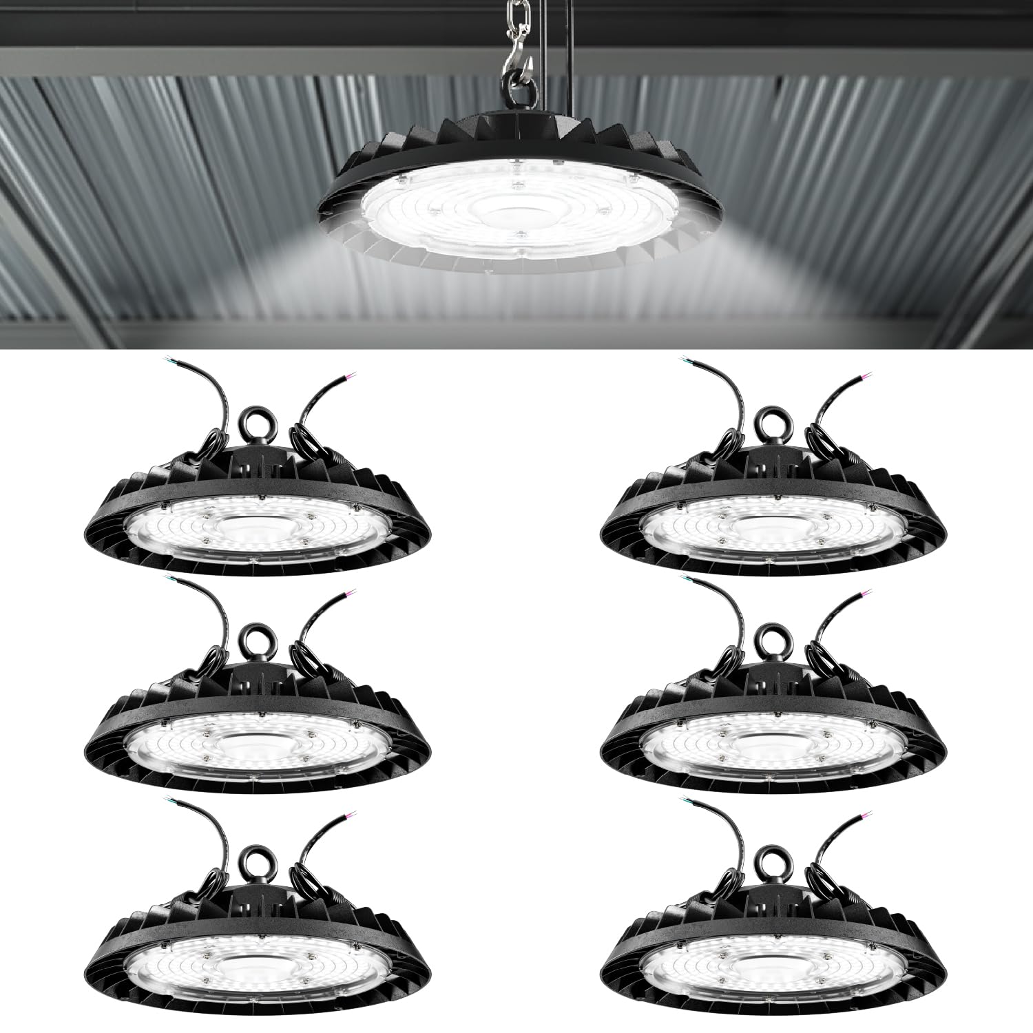 Sunco 6 Pack UFO High Bay LED Lights, 21000 Lumens, 6000K Daylight