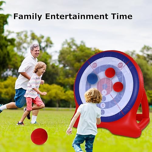 Miniatura 7 de Diana inflable gigante de 6 pies con bomba de aire, 6 dardos de hacha y 2 pelotas de fútbol, combo multijuego para fiestas en el patio, campamento