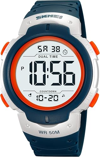 Reloj digital para hombre, pantalla grande, fácil de leer, relojes deportivos multifunción, cronómetro, temporizador, alarma, doble fecha, luz LED,