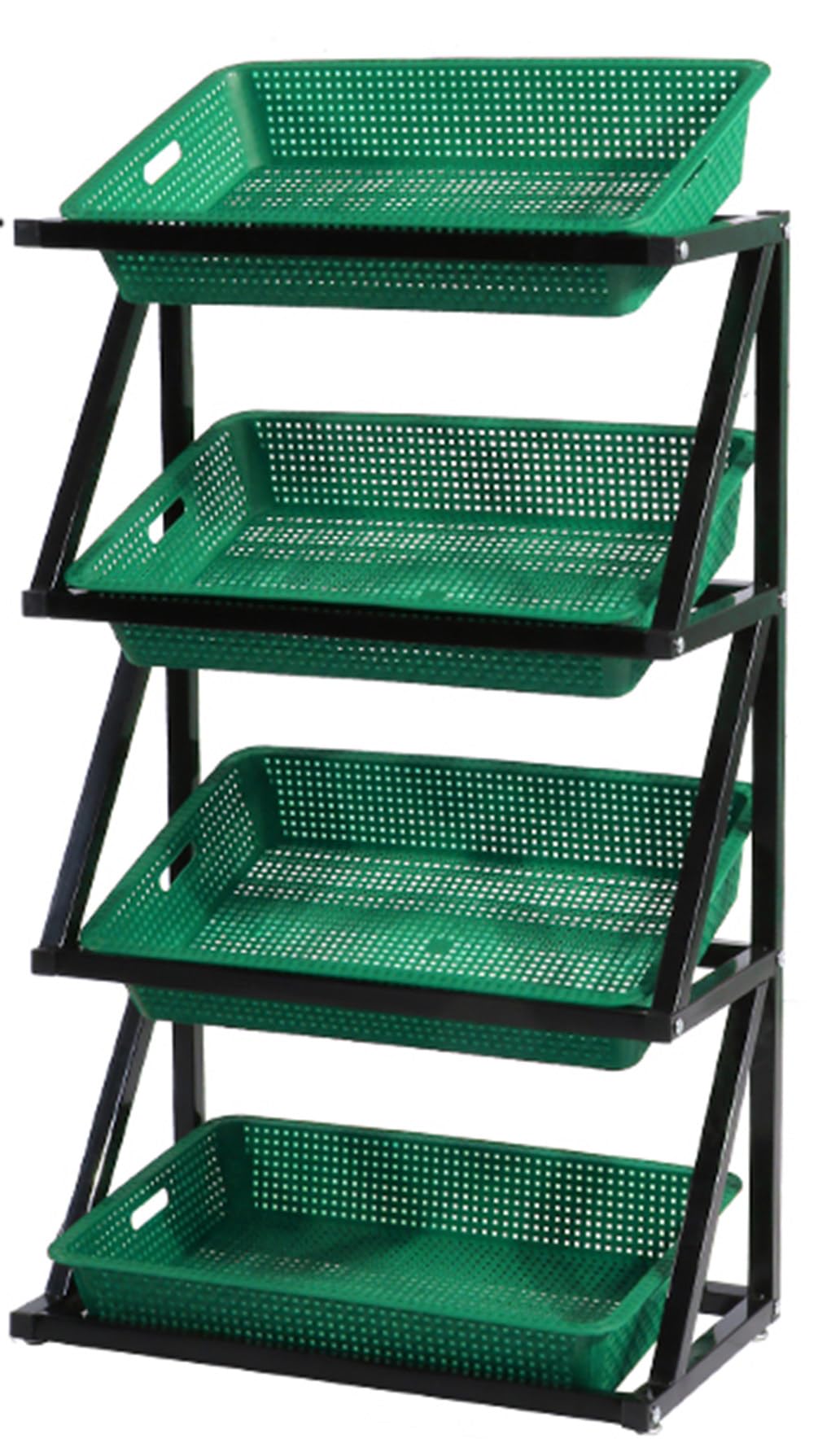 WANGCAIER Fruit Vegetable Shelf Organizer, Snack Display Stand with Baskets for Supermarkets and Convenience Stores, Ideal for Onion and Potato Storage