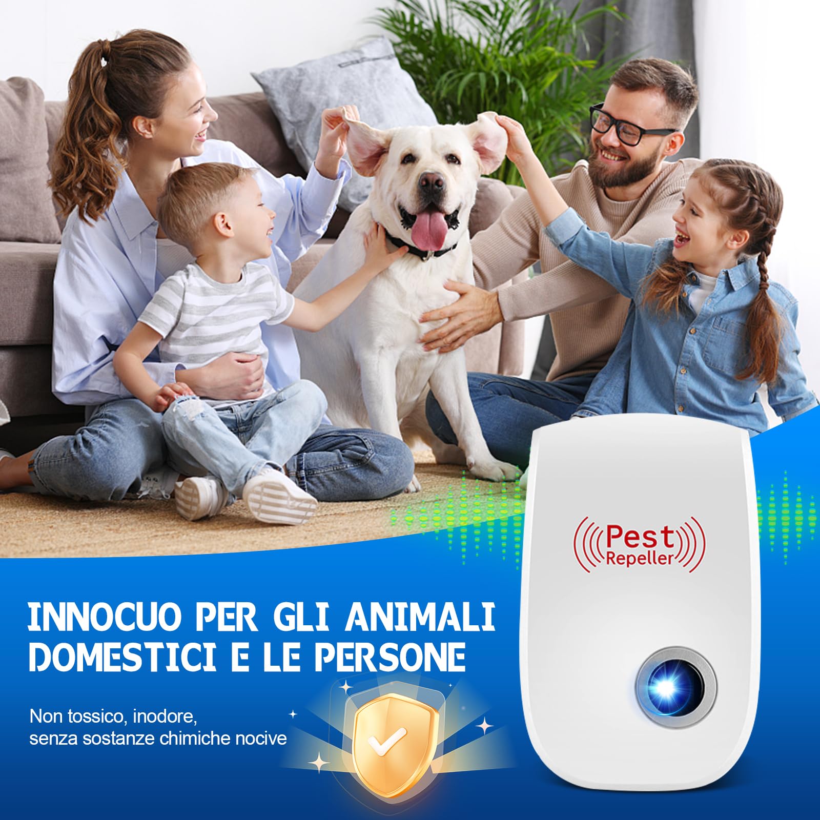 8 pcs Repellente ad Ultrasuoni per Topi,Antizanzare Repellente Ultrasuoni Professionale,Efficace Contro le Formiche/Mosche/Insetti/Scarafaggi/Topi/Zanzare/Ragni,Human & Pet Friendly