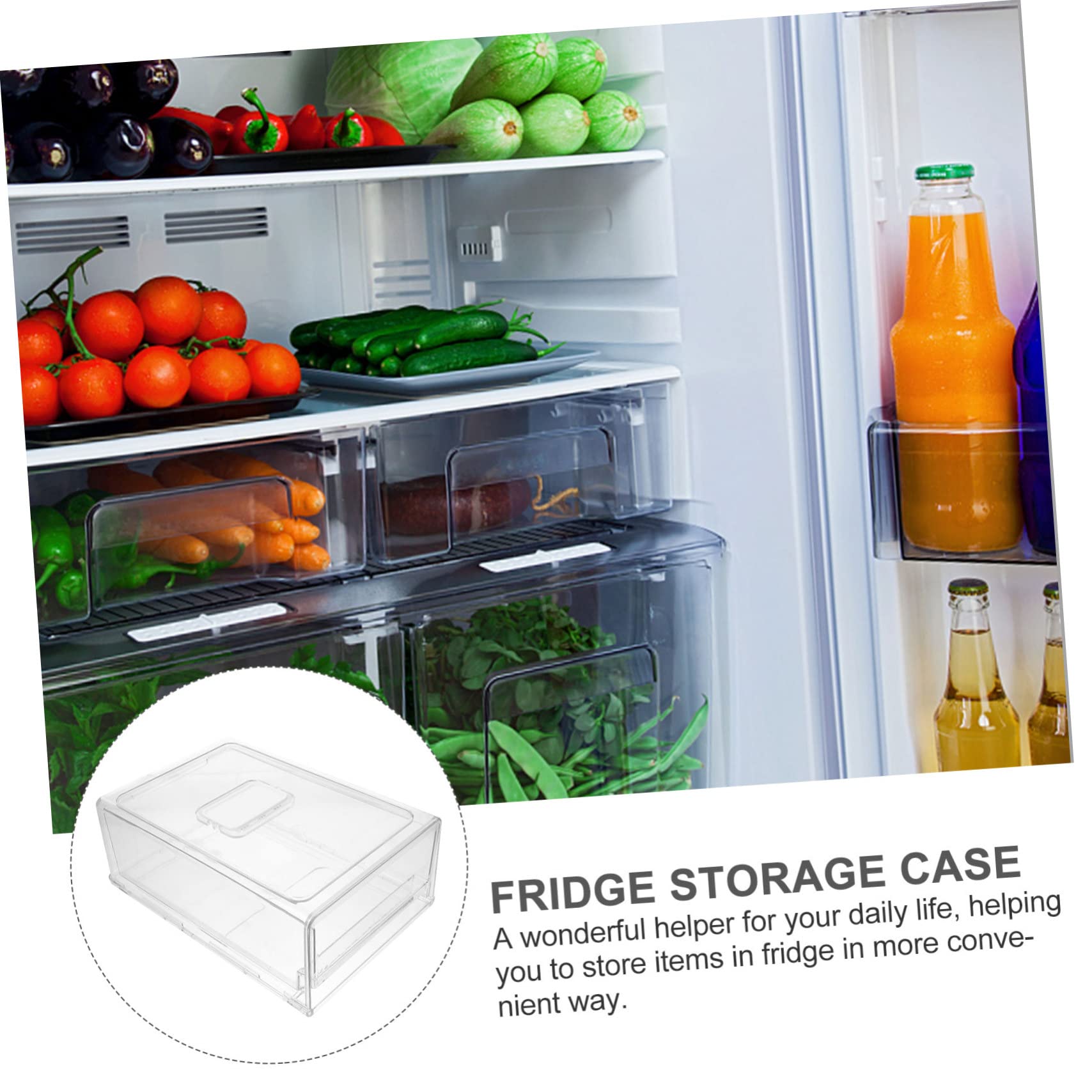 Caja Organizadora de Nevera Extraíble de Gran Resistente Antideslizante para Almacenamiento Práctico de Frutas Verduras y Alimentos Congelador y Cocina