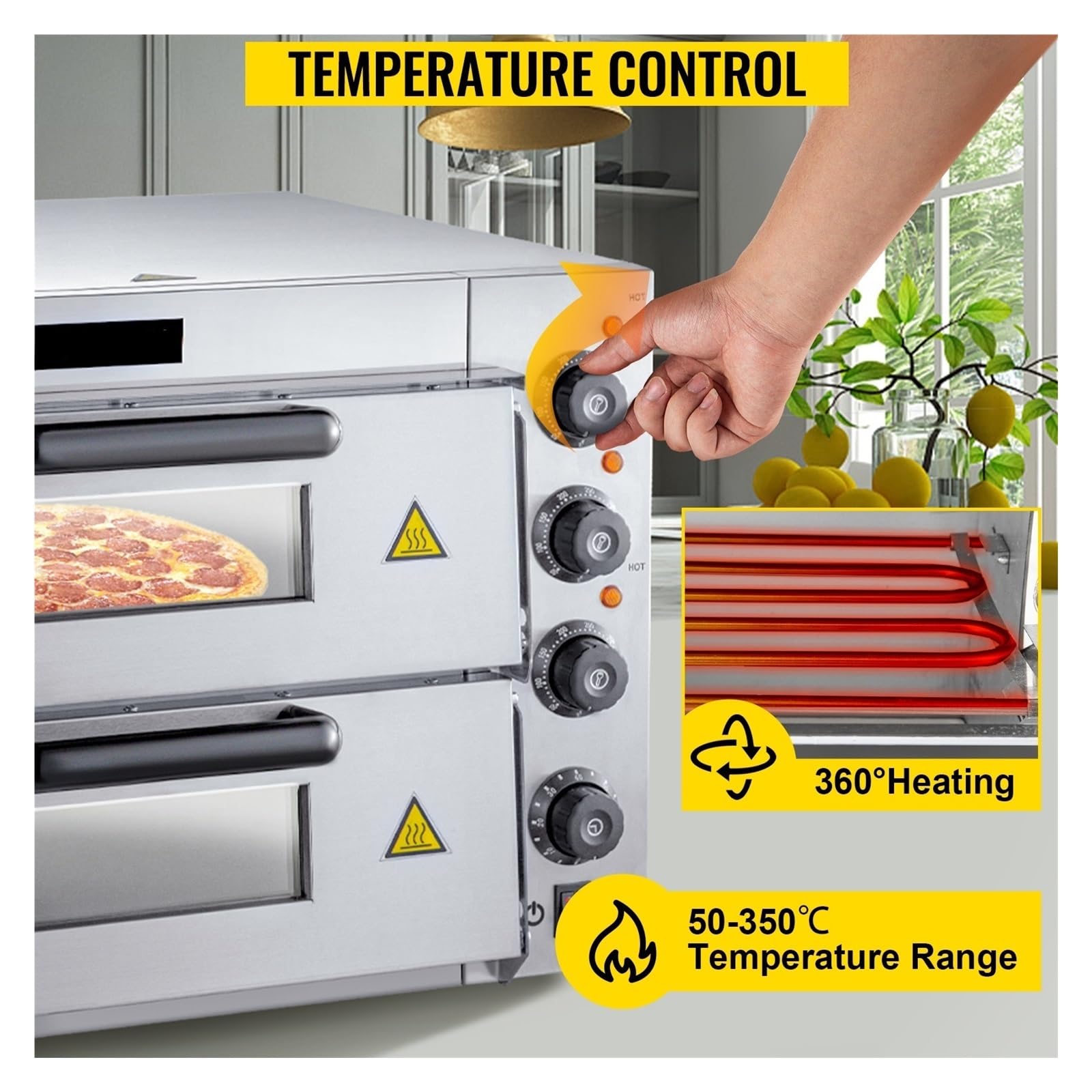 Forno for pizza commerciale 14quot; Pizzaiolo multiuso a doppio strato 1950/3000 W for la cottura domestica del ristorante(1950W)