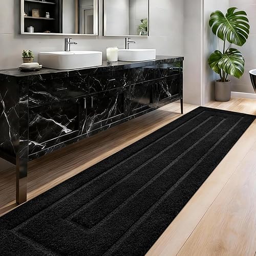 Miniatura 14 de HOMORE Alfombra Pasillo de Baño de 24 x 60 pulgadas, antideslizante, lavable, alfombras de baño largas de microfibra suave y absorbente, tapete de