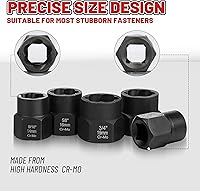 Vista 4 de Juego de 20 extractores de pernos y tuercas, juego de extractor de pernos de 3/8 pulgadas, extractor de pernos redondeados resistente, kit extractor