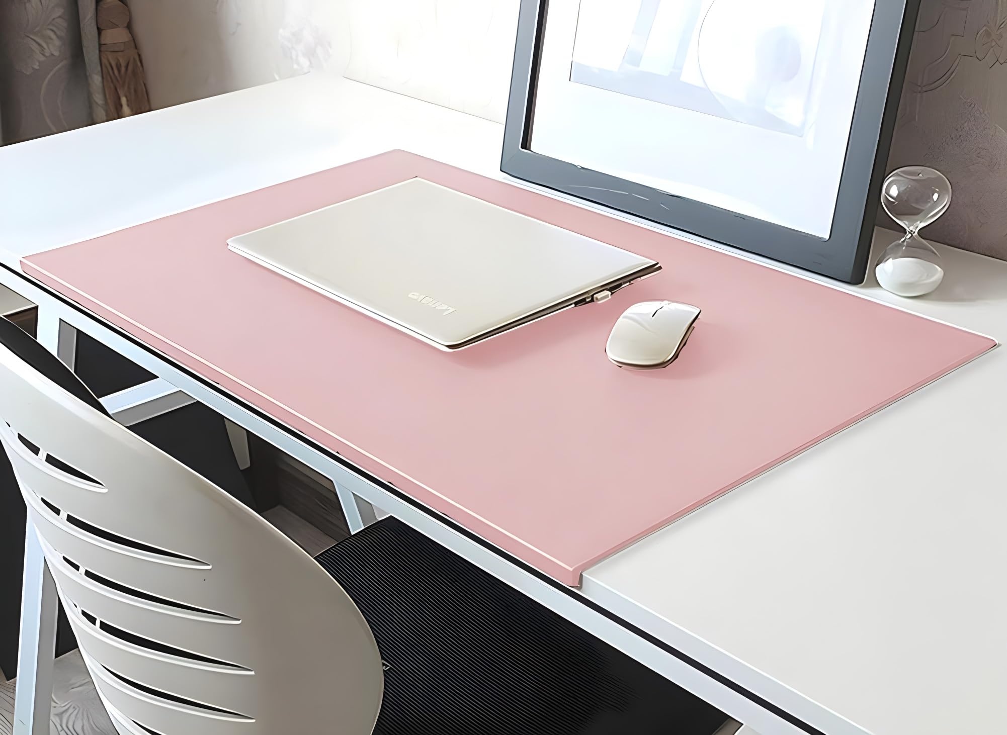 Mouse Pad Desk Mat with Edge Protector, PU Leather Office Home Desk Pad with Fixation Lip, Smooth Gaming Mouse Mat Non Slip Writing Pad-60x40cm-Pink — image 1