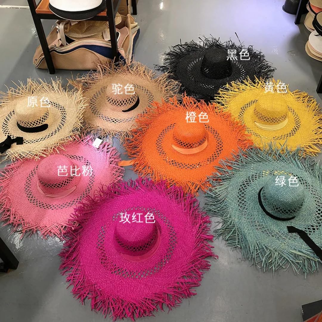 Sonnenhut Strohhut Hut Raffia Strandhüte Mit Großem Rand Für Frauen Mit Breitem Sonnenhut Für Damen Mit Hohlem Atmungsaktivem Strohhut