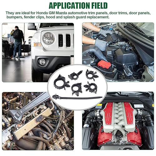 Miniatura 6 de Keadic 56 clips de enrutamiento de telar de alambre para automóvil, surtido de 6 tamaños, clips de enrutamiento de arnés de cableado universal, clip