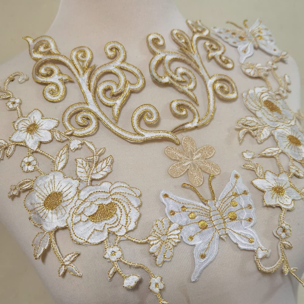 écusson Dentelle Rachel Brodé Rose Bonbon Fleurs Grand Format