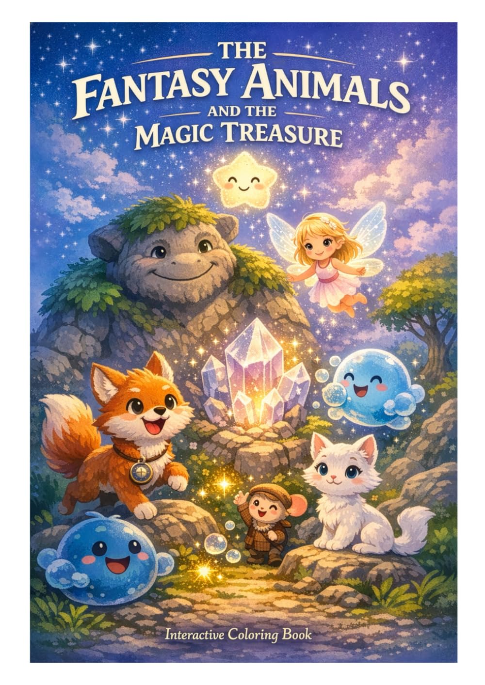 The Fantasy Animals and the Magic Treasure: A Magical Coloring Book with Audio Story in multiple languages (The Fantasy Animals Series)