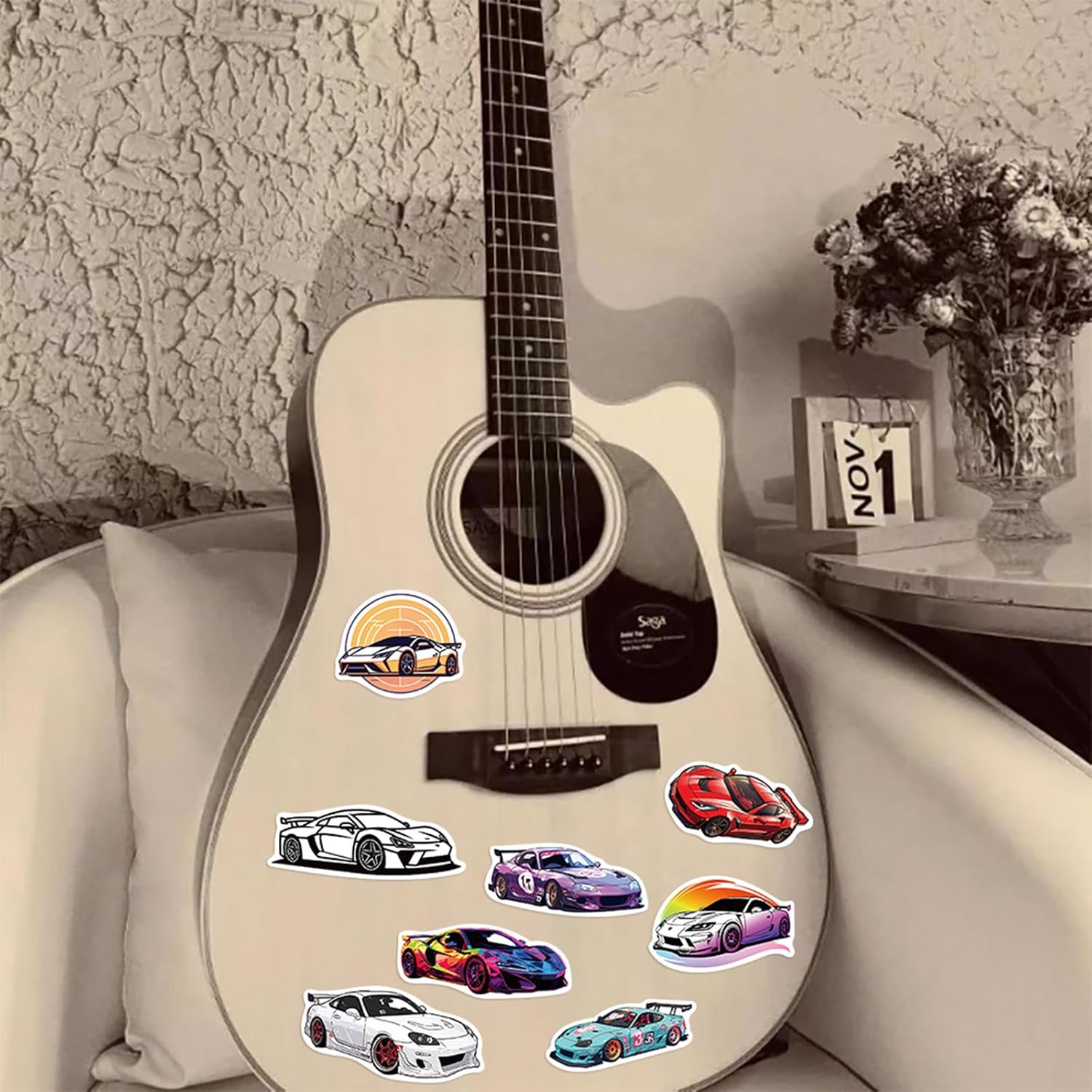 Super Car Stickers for Kids - 50PCS Sports & Racing Car Stickers, Waterproof, Suitable for Water Bottles, Laptops, Skateboards, Helmets & Phone Cases (Black)