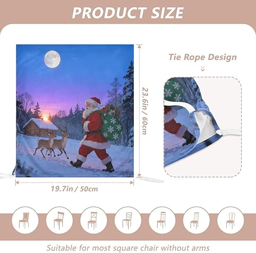 Miniatura 2 de Juego de 2 fundas extraíbles para sillas de banquetes de boda, diseño de alce de Papá Noel, para decoración de sillas de comedor