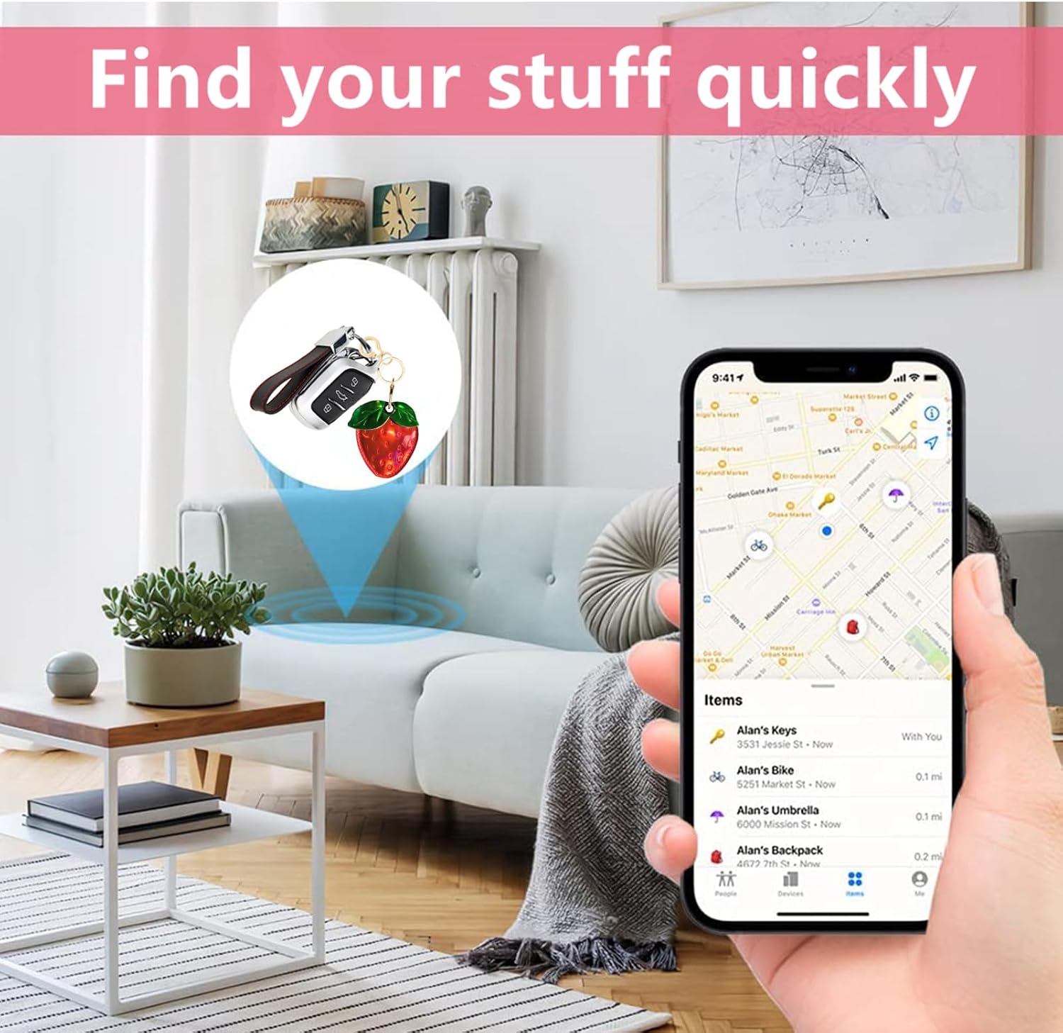 BORKUANA PU Leather Keychain holder Protective Case Compatible with AirTag image 5