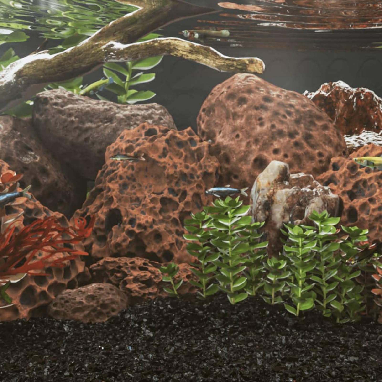 Vulkanstein Dekoration für Aquarium und Garten - Rot, 10-30 cm Model155324