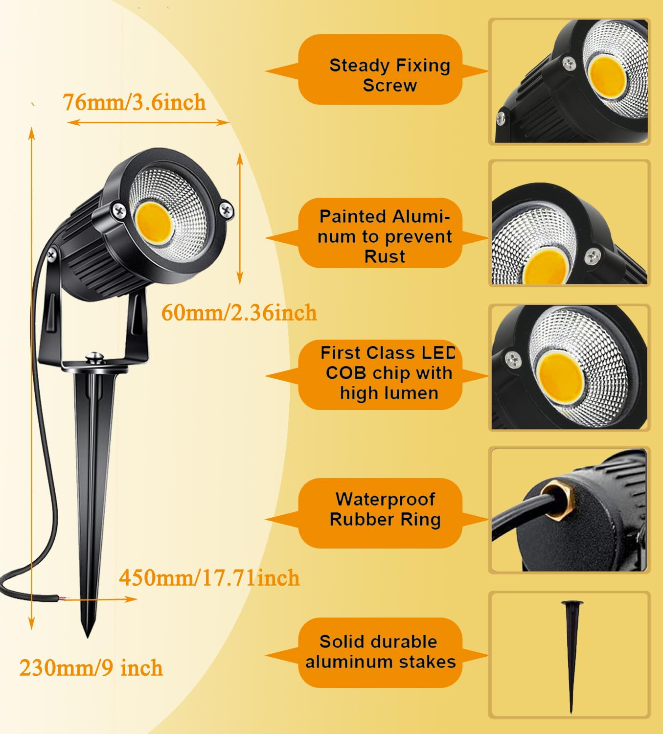 Gartenleuchte mit Erdspieß 5W LED Gartenstrahler IP66 Wasserdicht Gartenlampe mit Stecker Warmweiß 3000K Led Strahler für Außen Garten Rasen Baum Wiese(8er Pack)