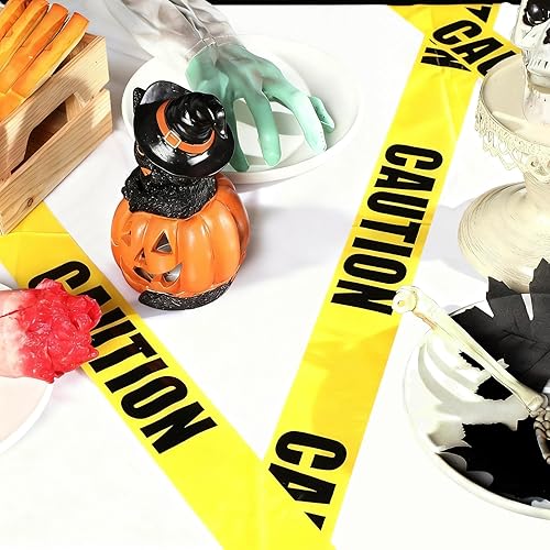 Miniatura 10 de Irenare 3 piezas de suministros de fiesta de cumpleaños de construcción de Halloween, cinta de precaución de plástico, mantel rectangular para