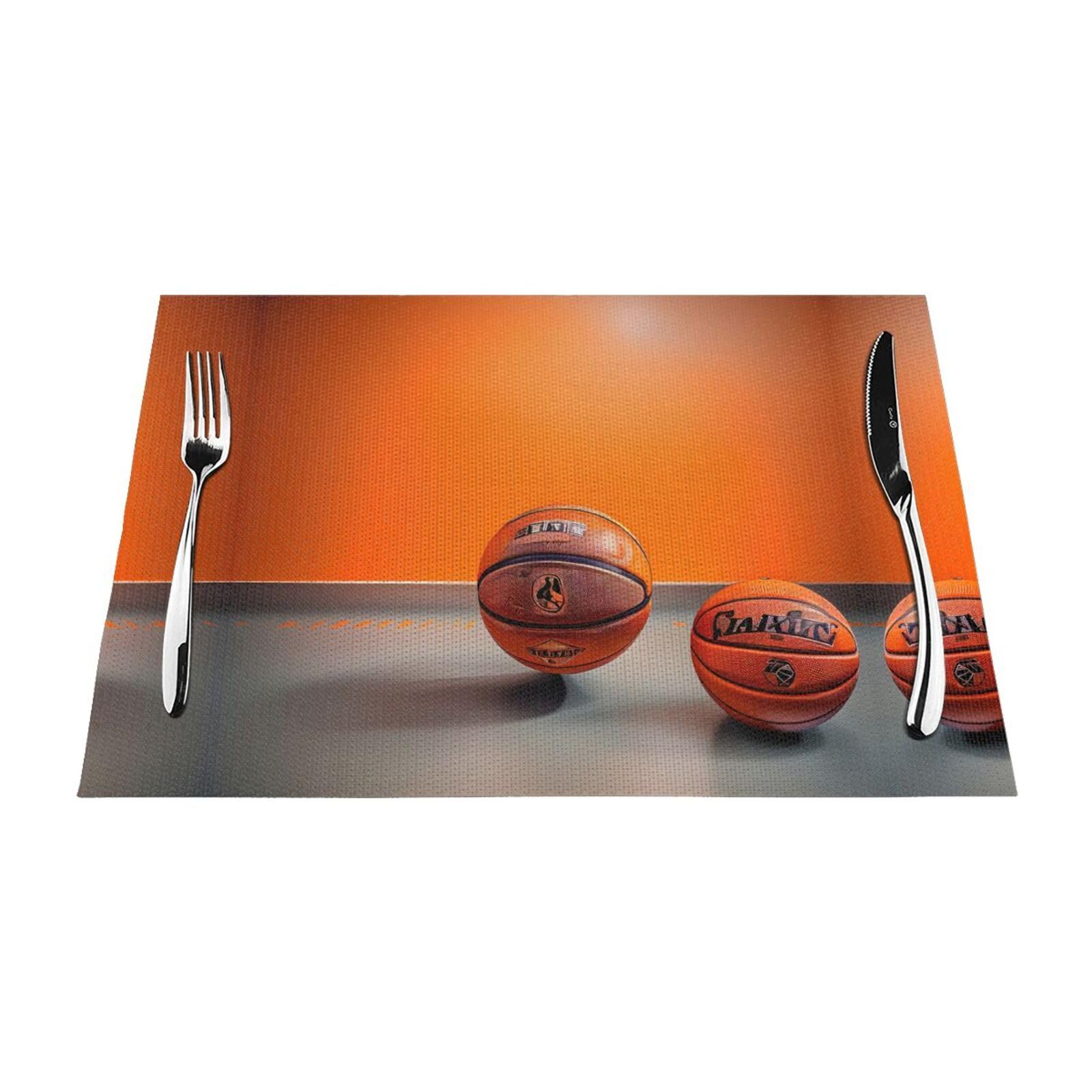 Set de table basket-ball orange lavable pour cuisine et repas | Lot de 6