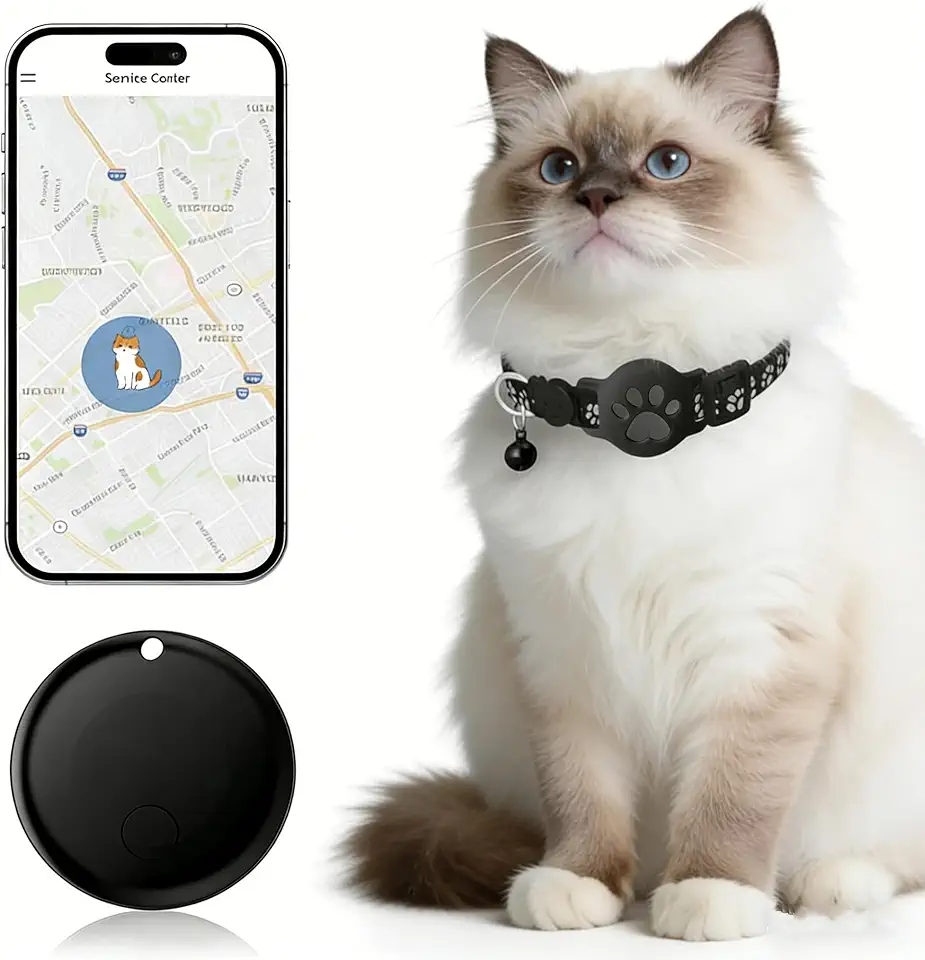 Pet Tracker, coleira GPS para gatos (apenas Android), etiqueta inteligente, à prova d'água, compatível com Google Find My, sem taxa mensal, solução avançada de rastreamento, coleira inteligente para