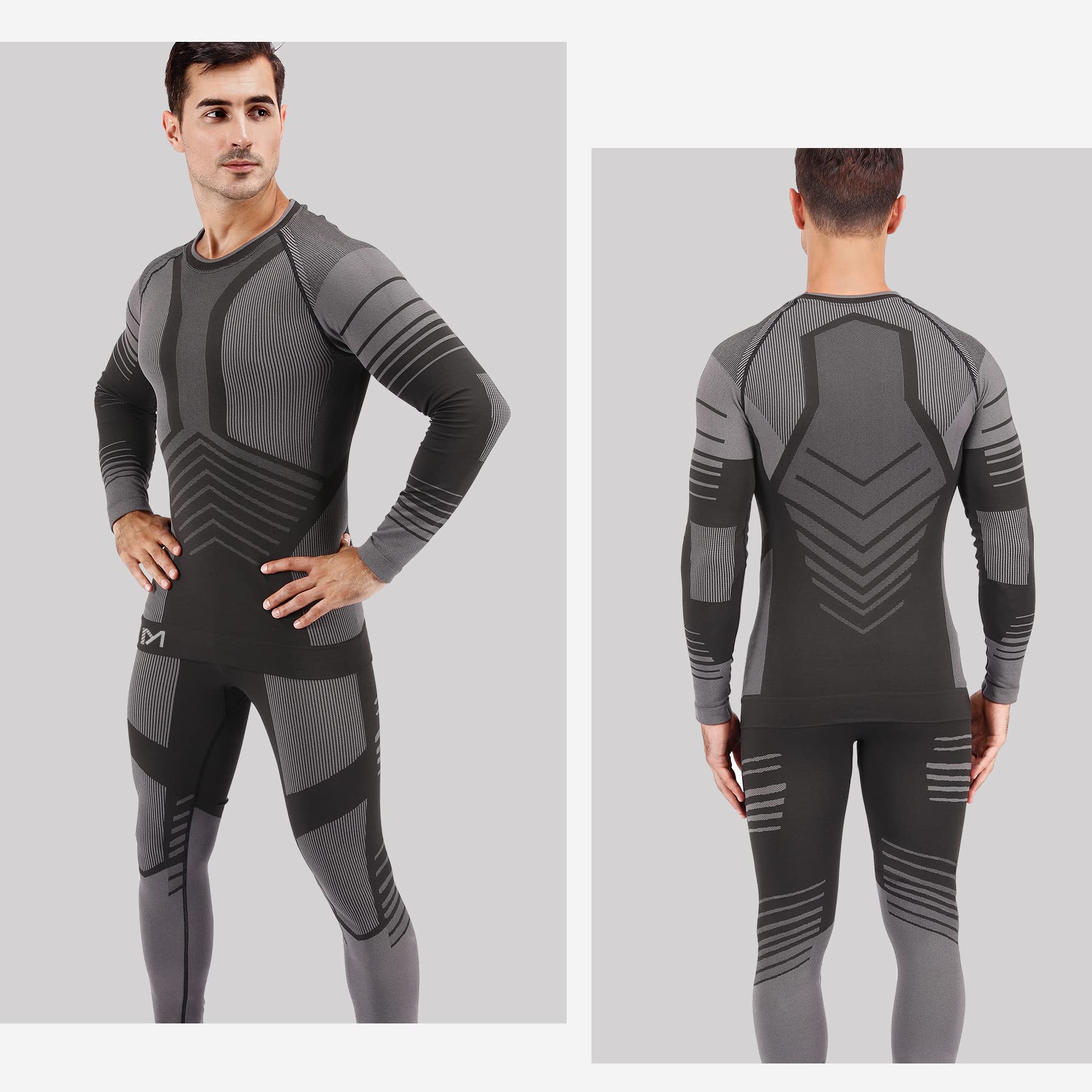 MEETYOO Biancheria Intima Termica Uomo, Intimo Termico Invernale Maglia Termici Pantaloni Base Layer per Sci Corsa Ciclismo