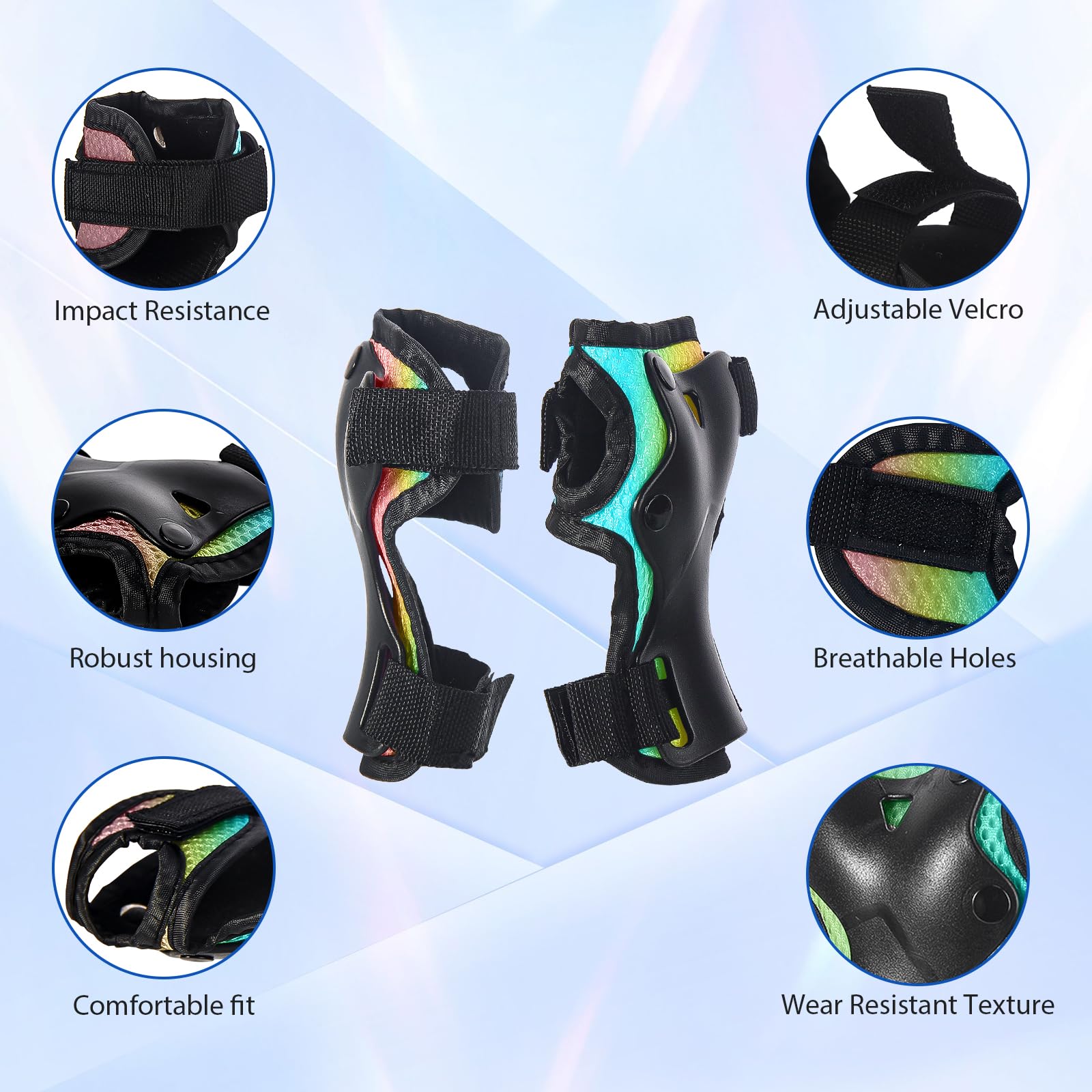 Almohadillas para monopatín para niños, jóvenes, adultos, coderas y muñequeras, equipo de protección, correas dobles fuertes y clips ajustables de fácil fijación para patineta, patinaje,
