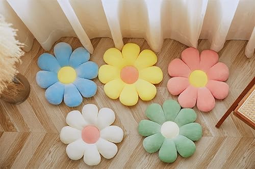 Miniatura 5 de Cojines elásticos de felpa en forma de flor para sofá, oficina, sedentarismo, ocio y cojín cómodo, color blanco, 15.75 pulgadas, 15.75 pulgadas