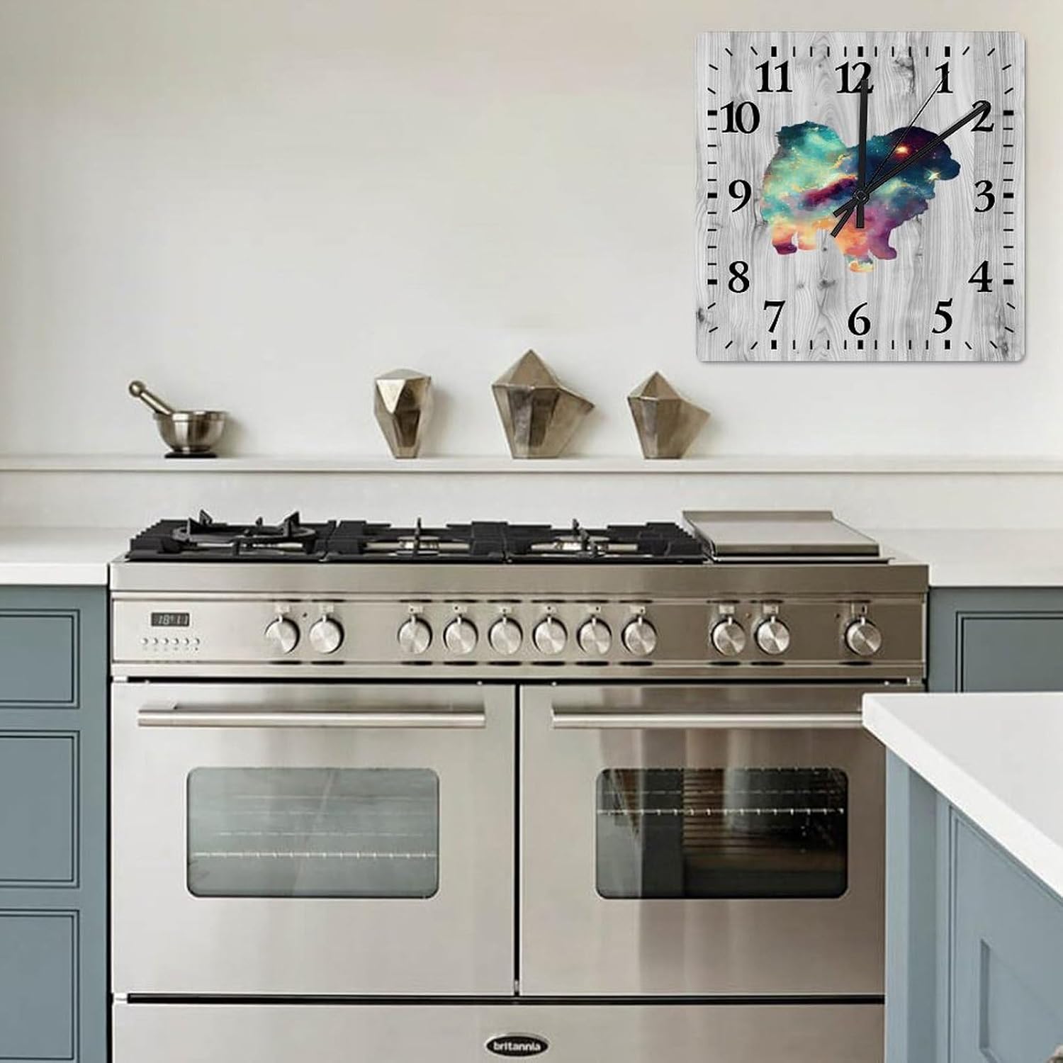 Square Wall Clock Chow Chow Large Wall Clock Pet Dog 15in Square Silent Non-Ticking Unique Wood Clock for Home Office Classroom School Hotels Dog Lover Gift