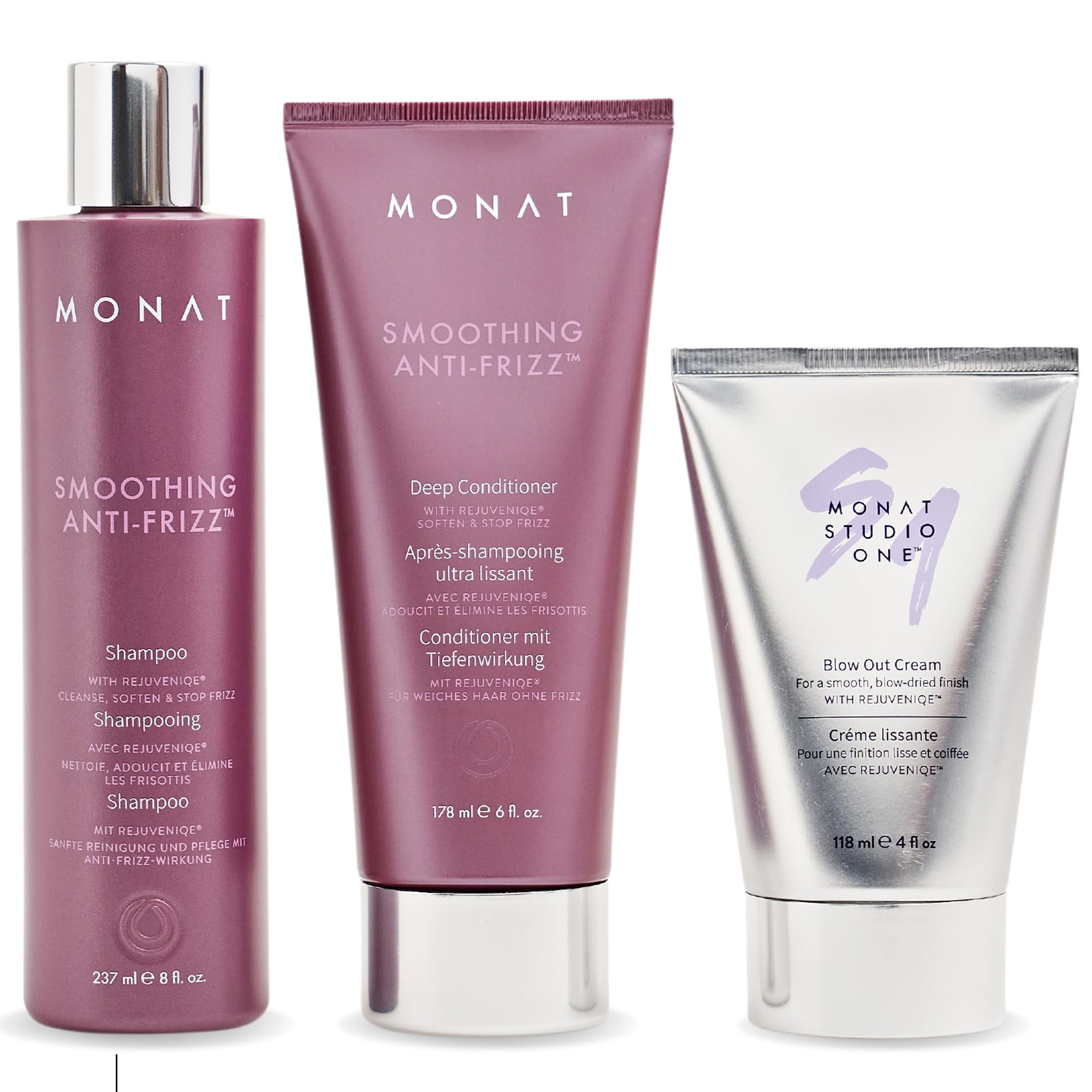 Monat Hair Care Set with Scrunchie Scrunchie Set - 3 pack Ivory, Black & Plum – Hairitage by Mindy main image 2