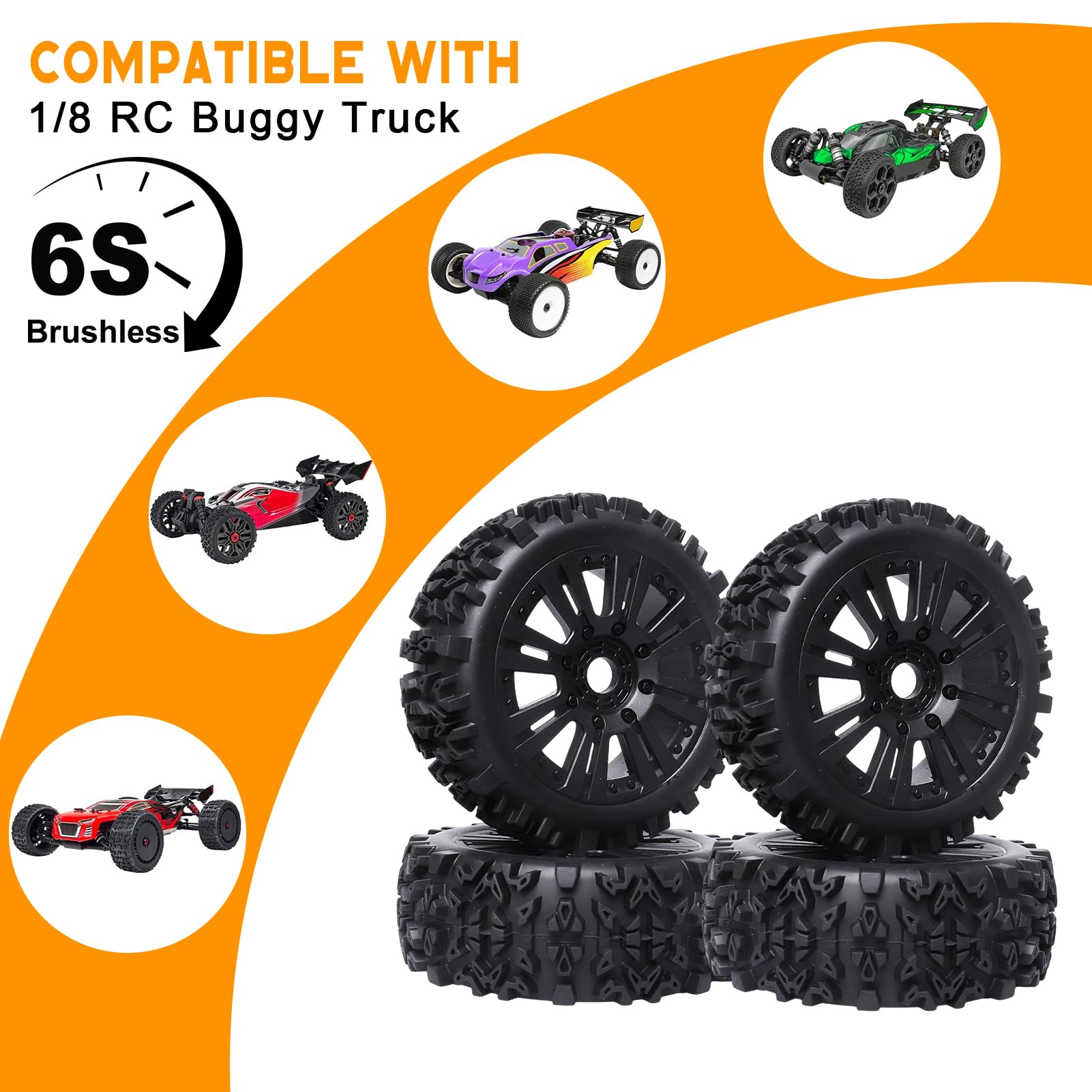 116Mm 1-8 ÉChelle RC Buggy Pneus 17Mm Hex RC Roues et Pneus pour ARRMA 116Mm 1-8 ÉChelle RC Buggy Pneus 17Mm Hex RC Roues et Pneus pour ARRMA