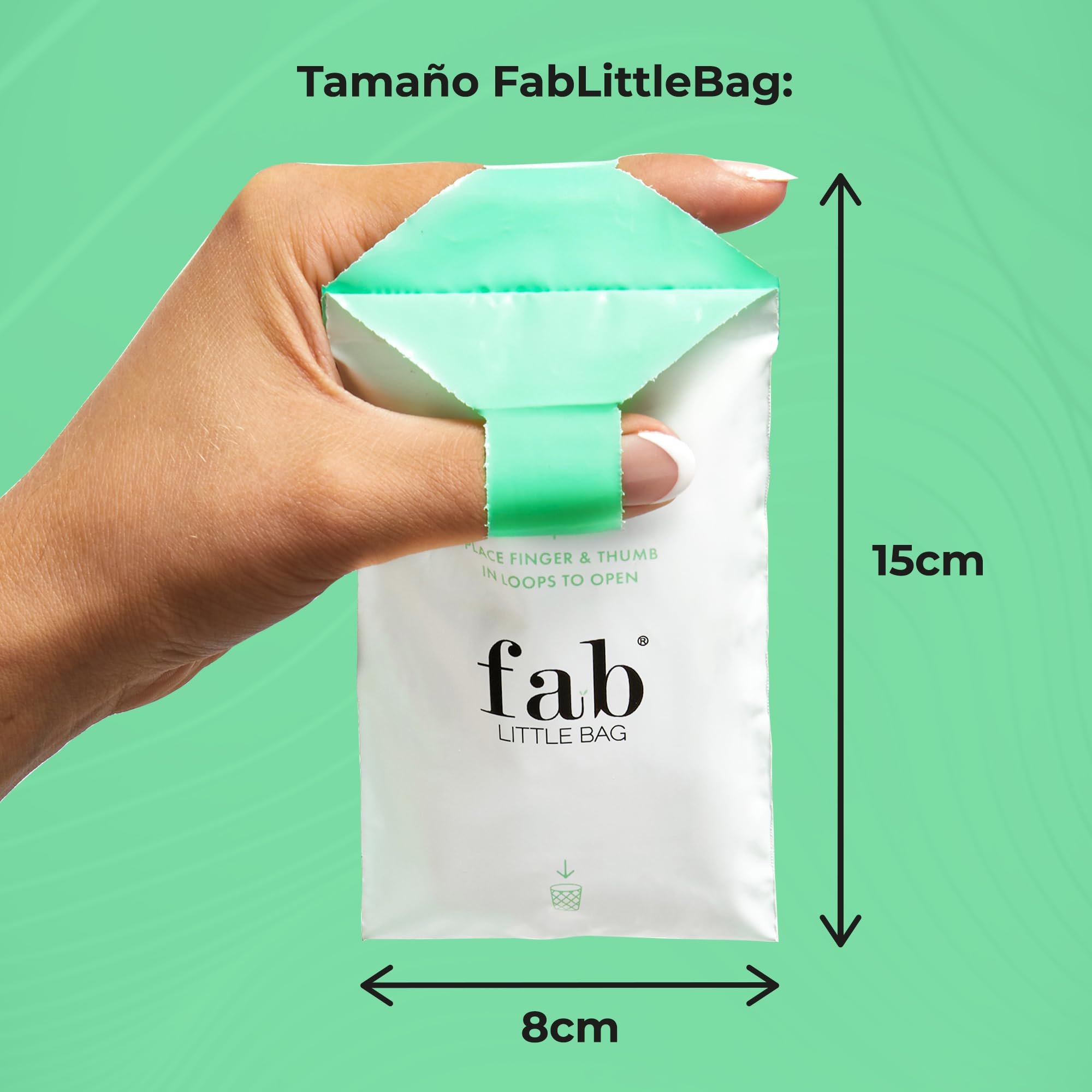 Fab Little Bag Bolsas Sanitarias - Paquete de Recambio de 200 Bolsas para Dispensador (Dispensador Vendido por Separado) - Evita Olores, No ensucia, Ecológico