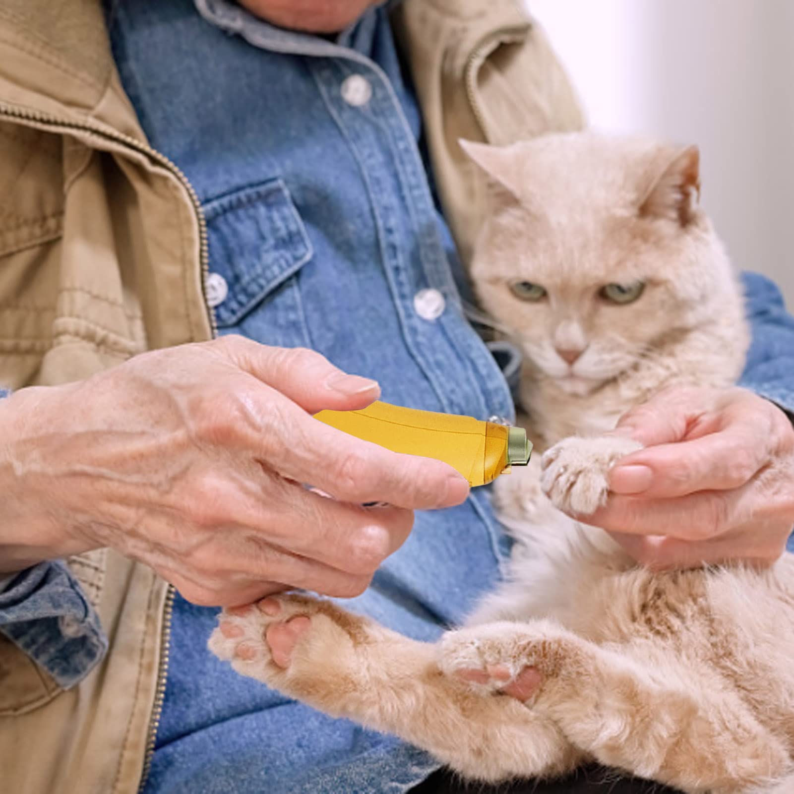 Broyeur à ongles et coupe-ongles professionnel pour animaux de compagnie, rechargeable par USB, pour petits et grands chats, chiens (jaune)