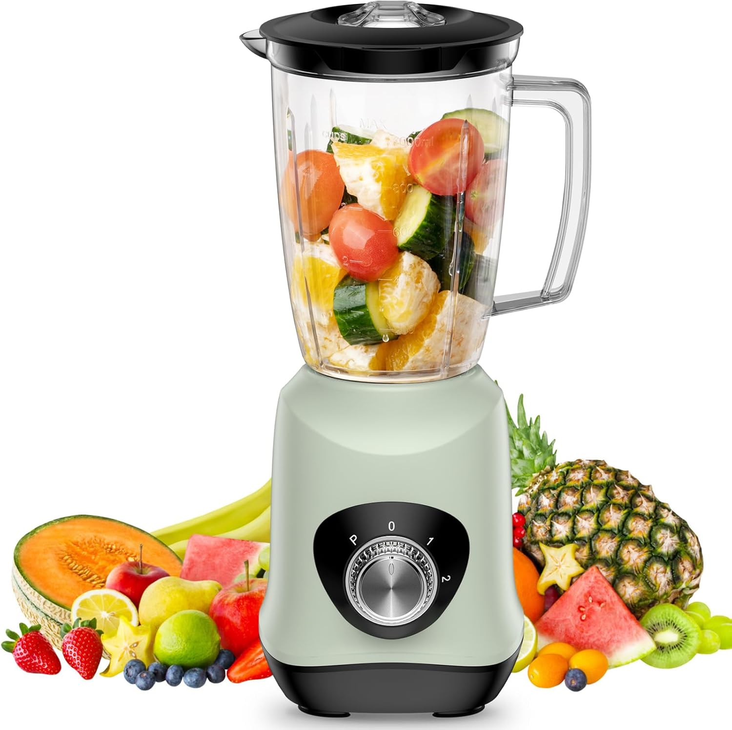 Jug Blender, Cosicosy Juice Blender with 1L BPA Free Jar, 500W Electric Blender Smoothie Maker with 2 Speed and Pulse Ice Crushing Mixer, 4 Sharp Stainless Steel Professional Kitchen Blender, Green