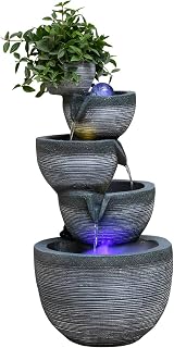 25.98" Indoor Water Fountain with LED Lights, Fogger & Turning Crystal Ball – Decorative Feng Shui Desktop Fountain for Living Room, Office, Housewarming Gift + 10 Crystals for Free (20 * 22 * 37 CM)