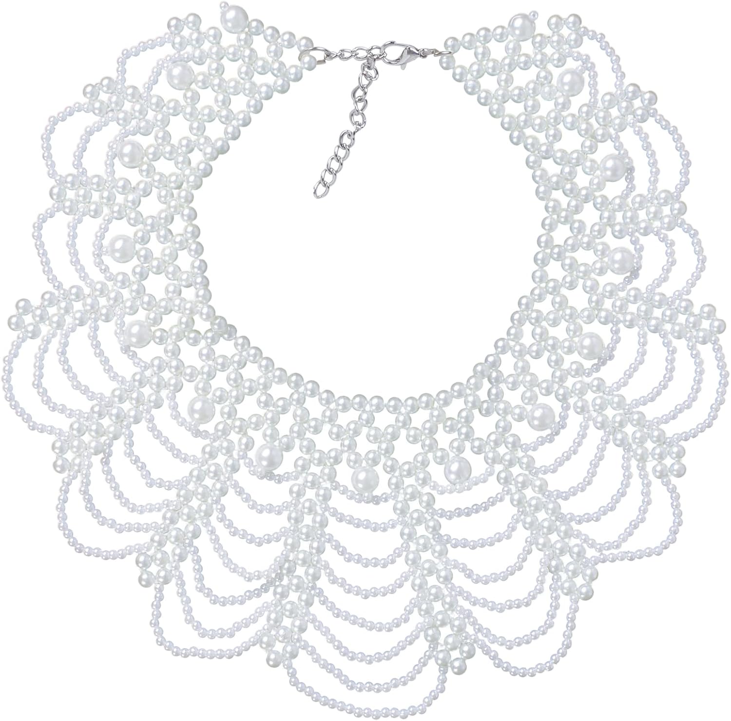 4 Pieces Judge Costume Accessories Set Women's RBG Dissent Collar Beaded False Collar Necklace Costume for Halloween