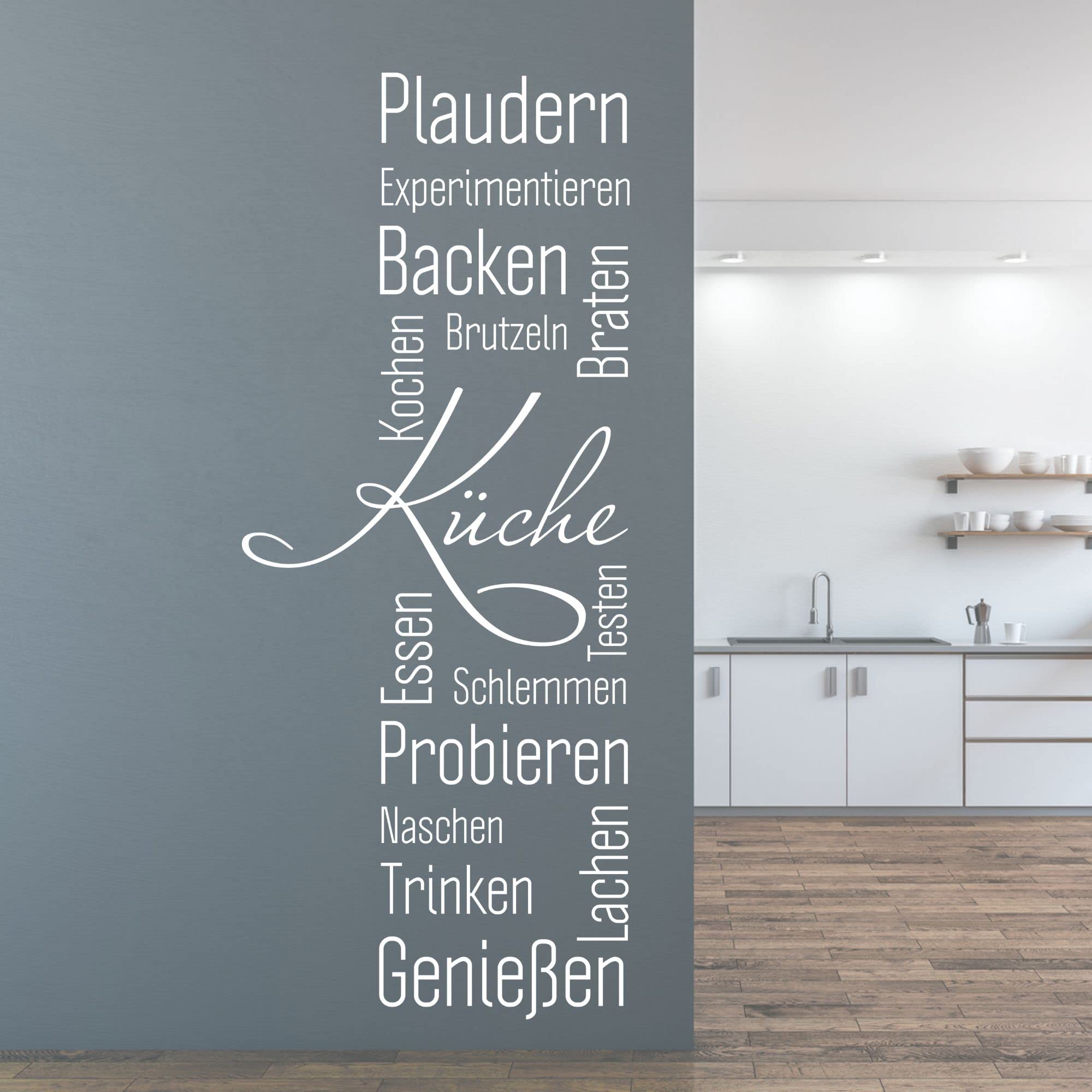 GRAZDesign Wandtattoo Küche Sprüche Plaudern | Küchenaufkleber selbstklebend - 139x57cm / 070 schwarz