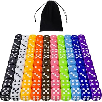 Dice 100 Pieces Colourful Dice Set 16 mm Colour Cube 6 Sided