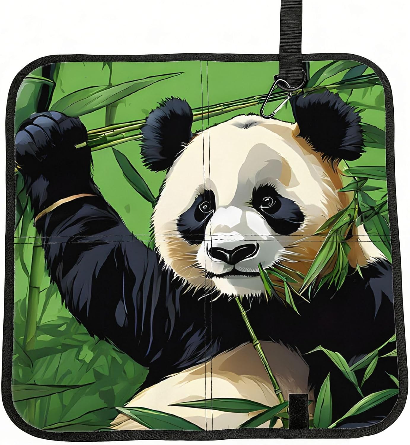 (Cartoon Panda) Sitting Pad Foldable Seat Cushion Lightweight Camping Seat Mat with Hook for Outdoor Hiking Picnic Camping
