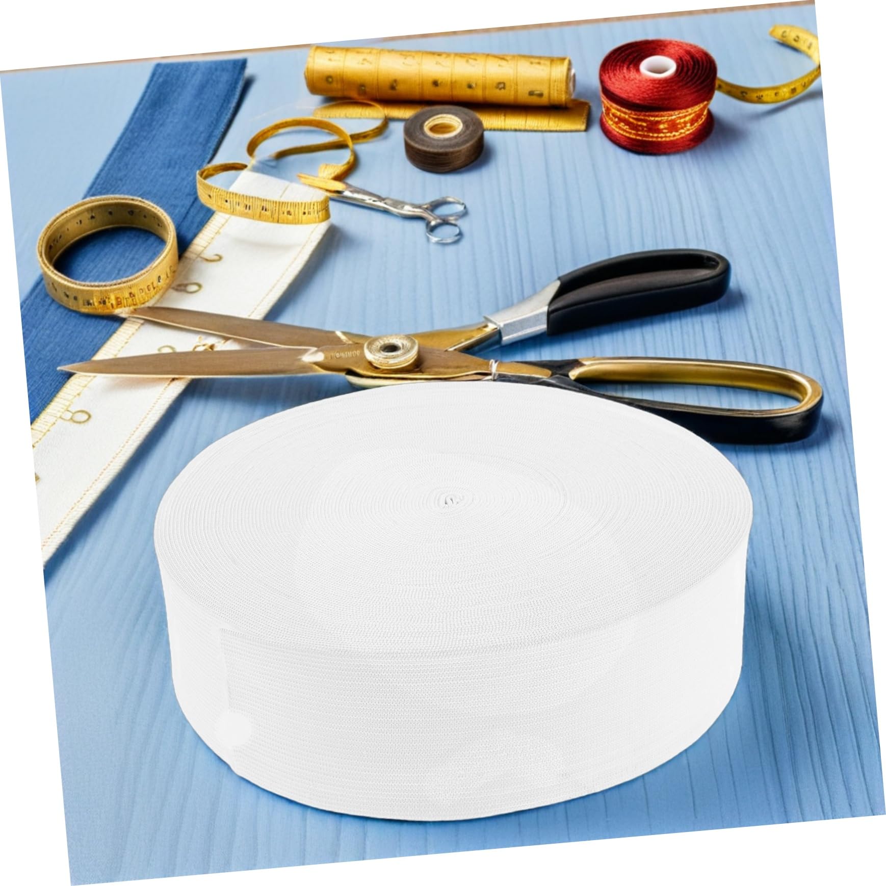 SHINEOFI Banda Elástica de Costura de Color Claro de Elástico Grueso Plano para Coser Cinturillas Mangas y Prendas Proyectos de Bricolaje
