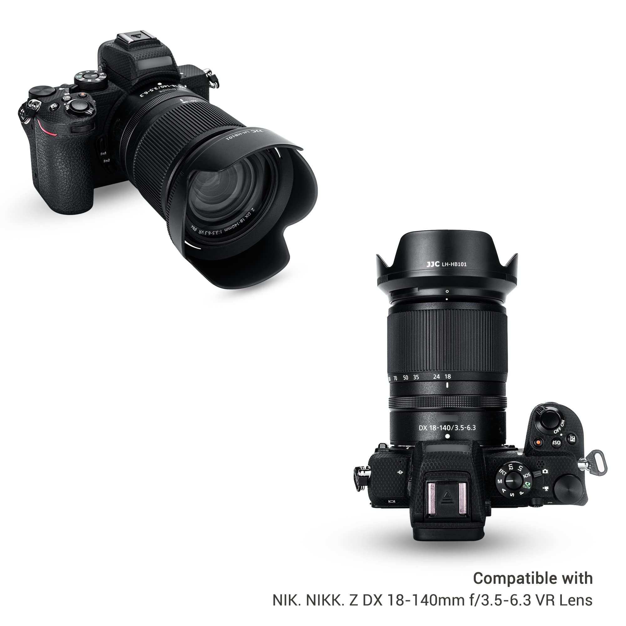 JJC Paraluce a baionetta per obiettivo Nikon Z DX 18-140 mm f/3.5-6.3 VR, sostituisce il paraluce Nikon HB-101, riduce i bagliori, previene i riflessi e protegge l'obiettivo