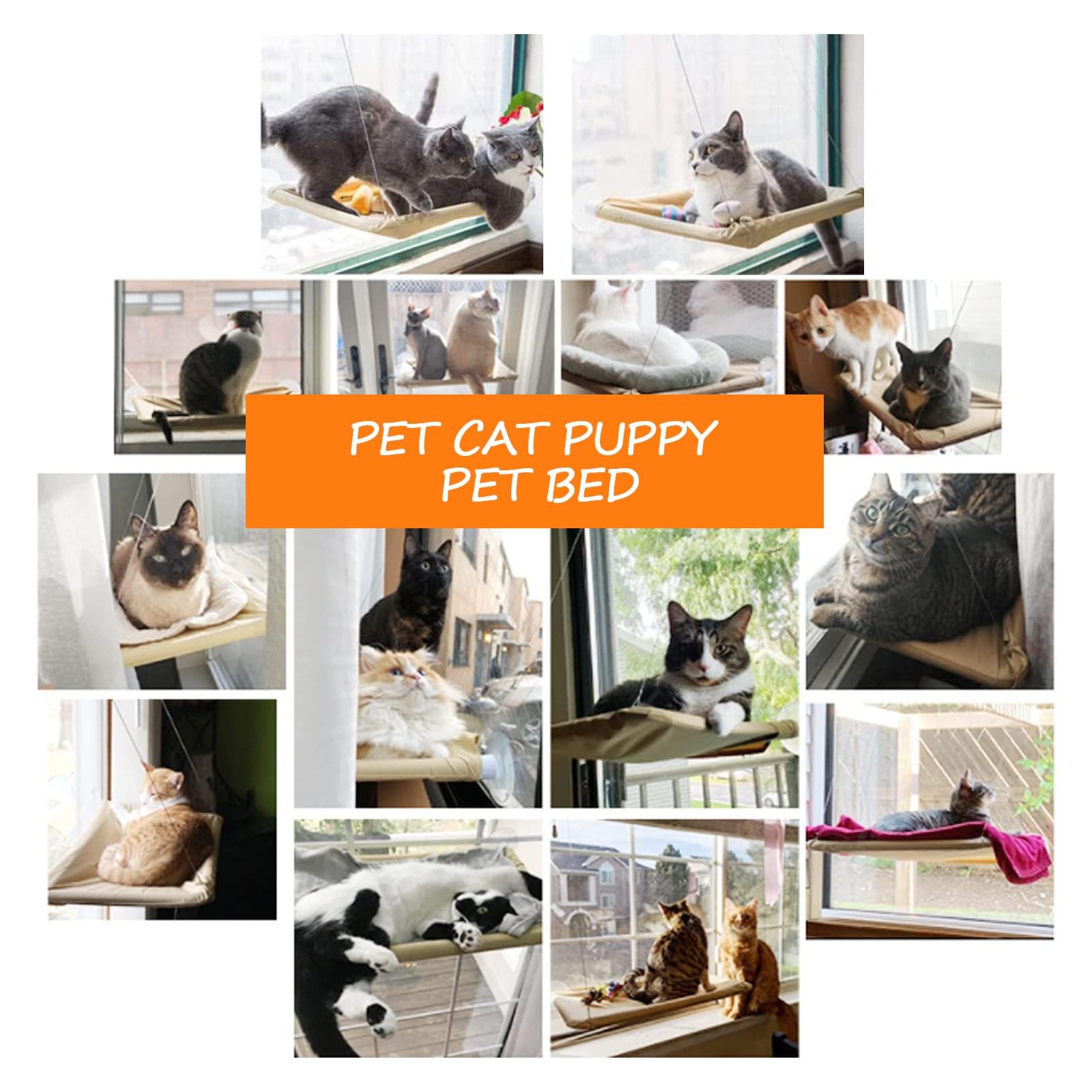 Cirulli Hamaca de Ventana para Gato, Cama Colgante de Interior Reclinable para Gatos de hasta 25kg, Grande para Siesta y Tomar el Sol