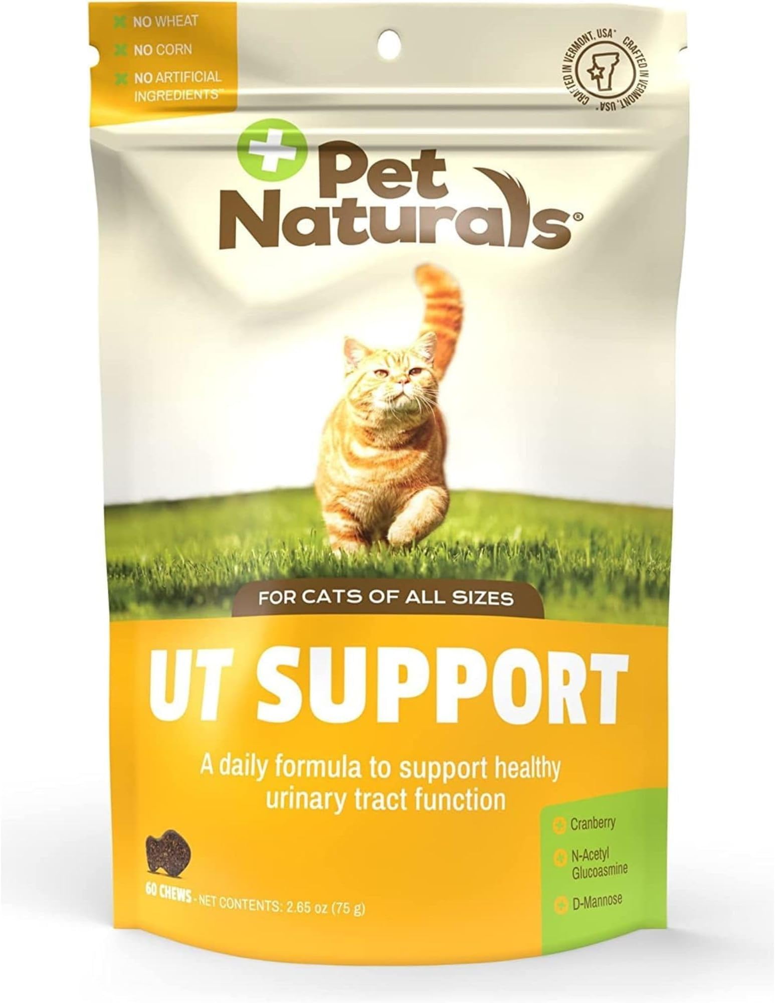 Pet Naturals UT Support Soft Chews for Cats, Urinary Tract Health with Cranberry and D-Mannose, Chicken, 60 Count