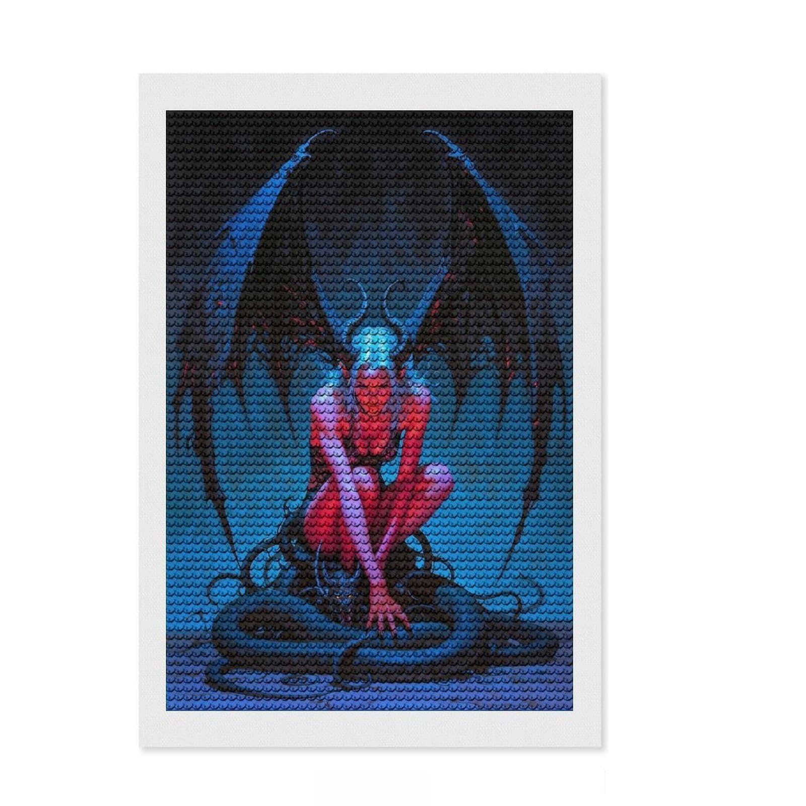 Junmoney Winged Demonic Lilith with Serpent Diamond Art Kit 8"x12", Easy Handmade Project, Nice Detail and Sparkle, Office Decor, Birthday Gift, Easy to Enjoy