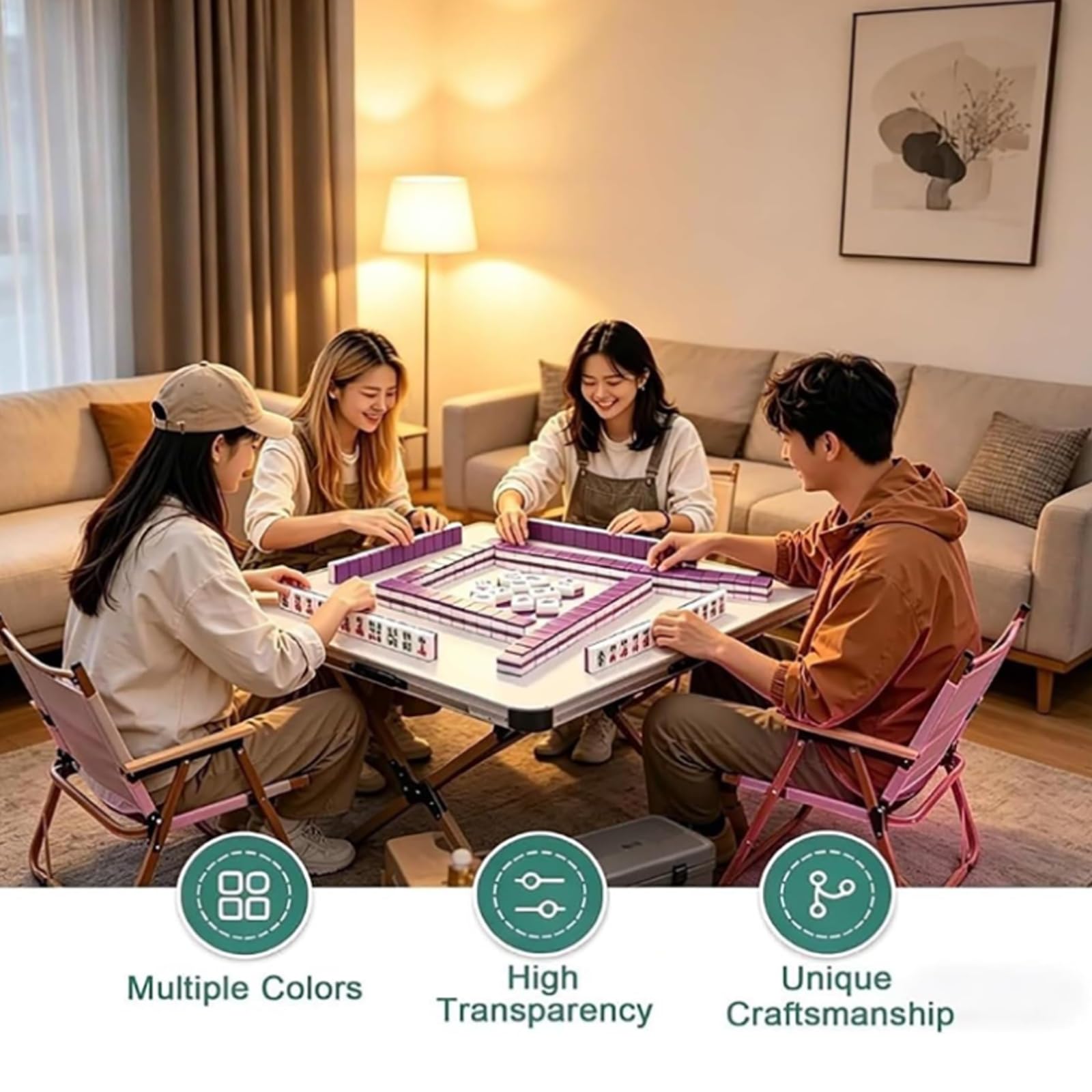 Mahjong Juego de Mesa Americano ser,Juego de 160 Azulejos Mahjong