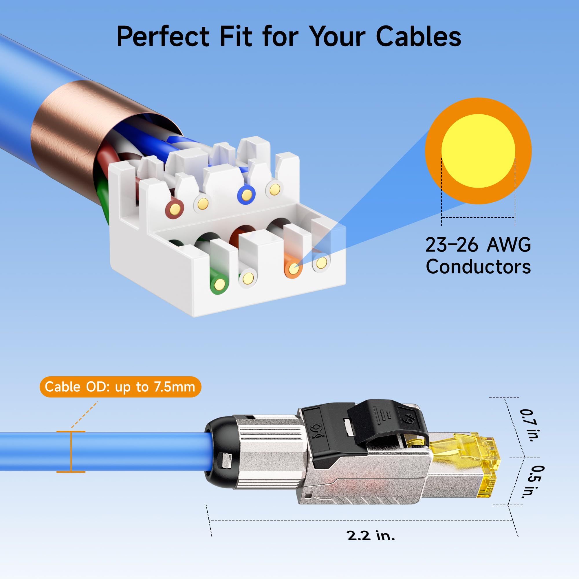 Cable Matters 6-Pack Tool-Free 10Gbps Shielded Cat6A RJ45 Termination Plug — Amazon image 4