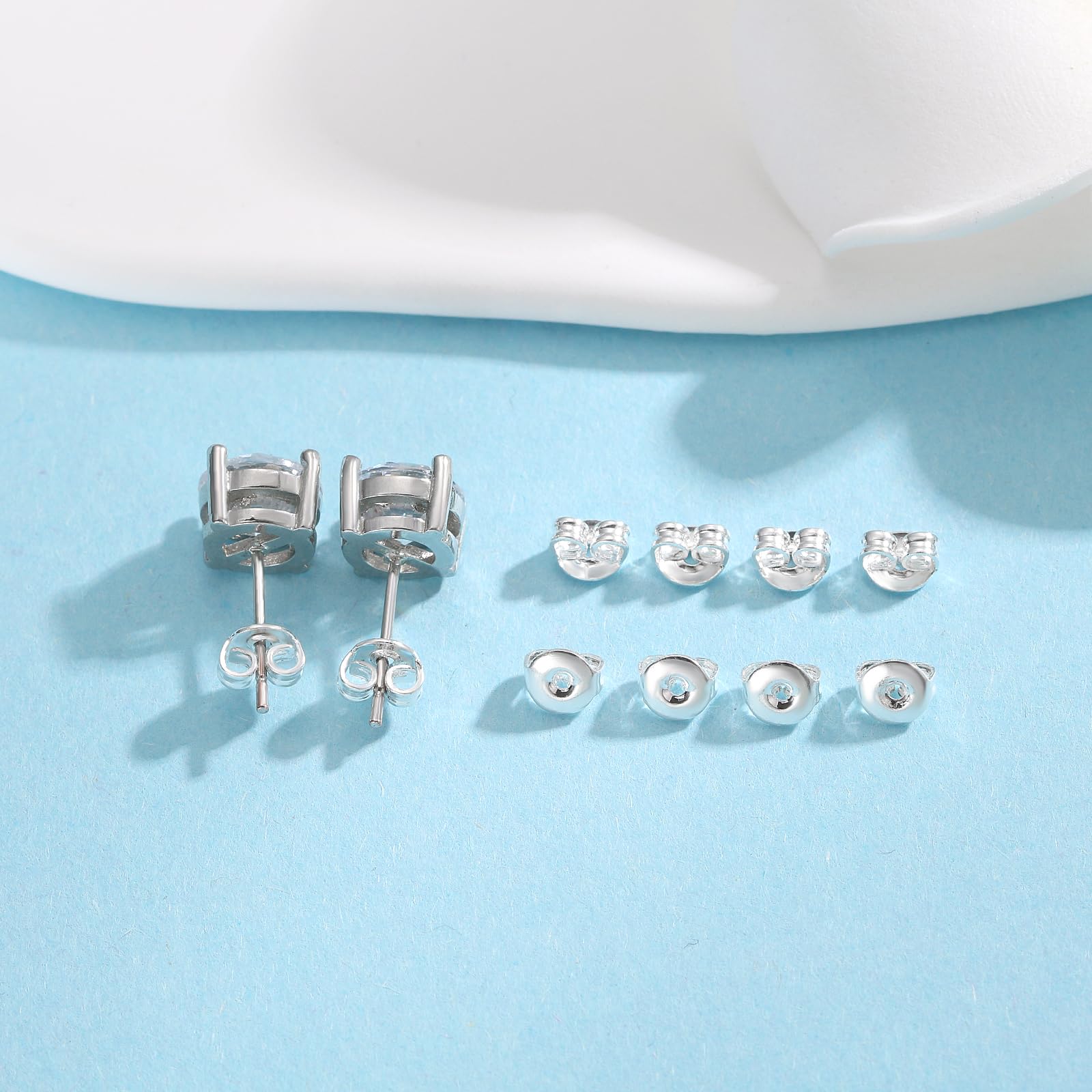 JIACHAREMED Silver Earring Backs Replacements - Comfort Butterfly Earring Backs for Studs, Secure Ear Locking for Stud Earrings Ear Nut for Posts, 10Pcs/5 Pair