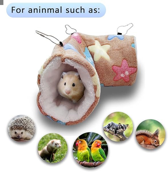 QeeHeng Hamaca para Ratas de hurón de Conejillo de Indias, Cama de túnel Colgante de Conejillo de Indias, Hamaca para Mascotas para Animales pequeños, Hamster, Chinchilla, Planeador de hurón,marrón - 5