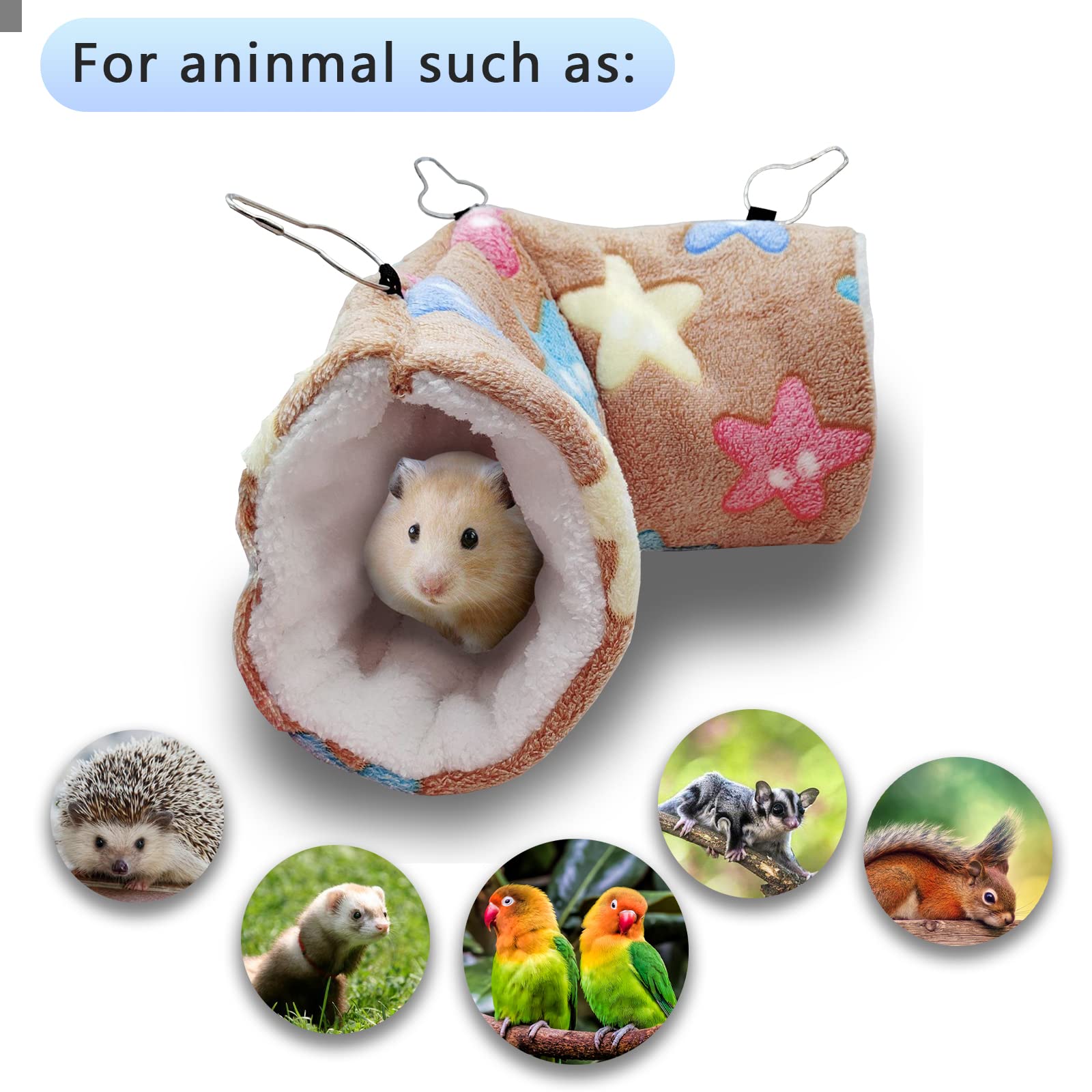 QeeHeng Hamaca para Ratas de hurón de Conejillo de Indias, Cama de túnel Colgante de Conejillo de Indias, Hamaca para Mascotas para Animales pequeños, Hamster, Chinchilla, Planeador de hurón,marrón — view 5
