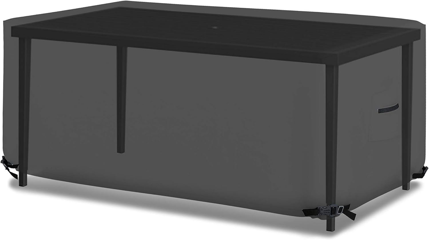 Rectangular / Oval Outdoor Table Cover 18 Oz Waterproof - Rectangle Table Cover with 100% Weather Resistant - With Air Pocket and Drawstrap for Snug Fit (108" W x 50" D x 24" H, Black)